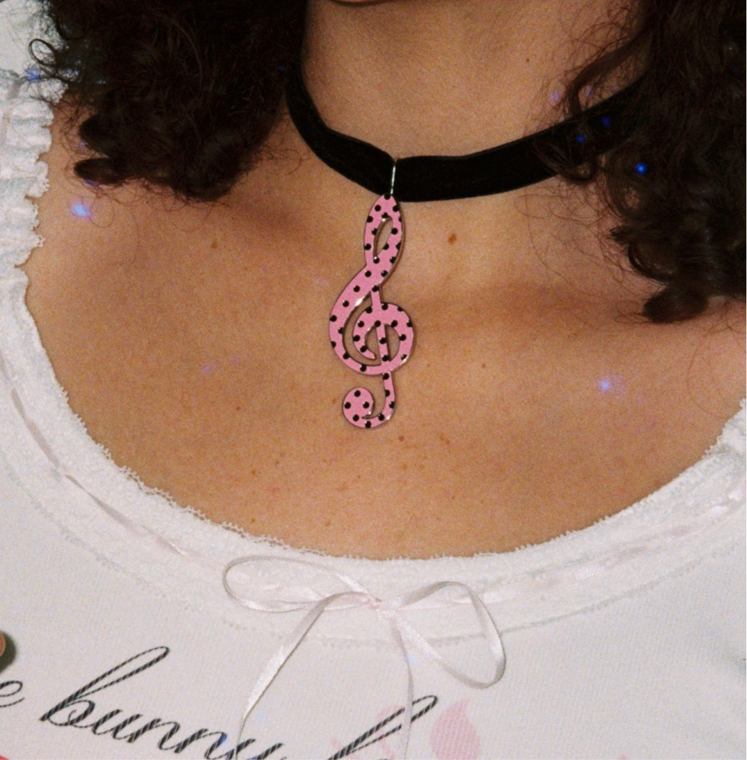music melody pink choker
