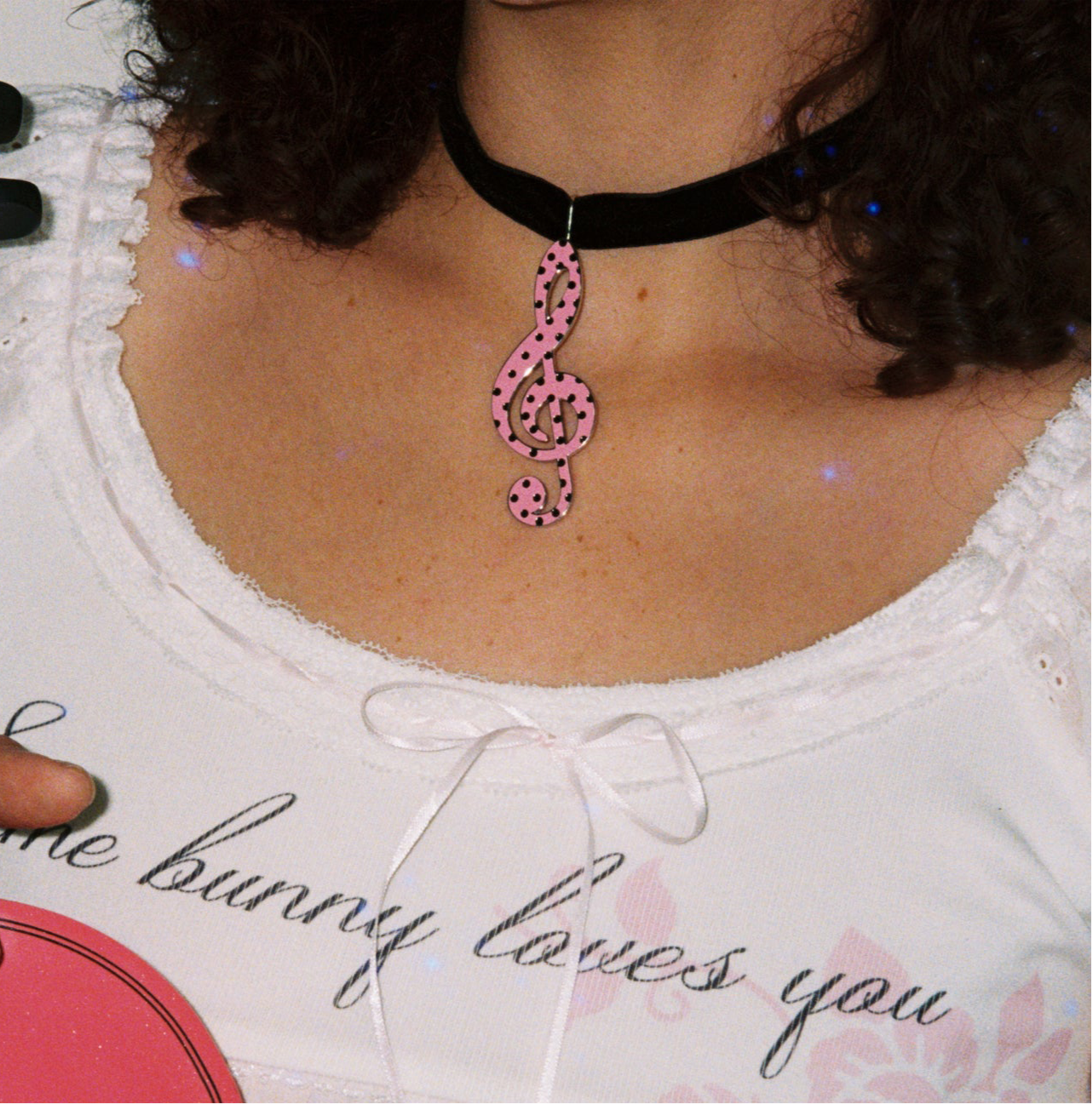 music melody pink choker